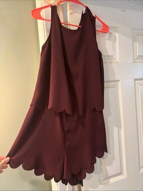 H&M Women's Burgundy Scalloped Romper